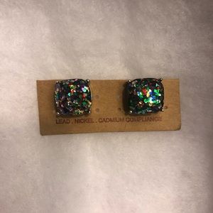 Multi Colored Glitter Pair of Stud Earrings